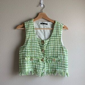 Zara Green Tweed Vest
